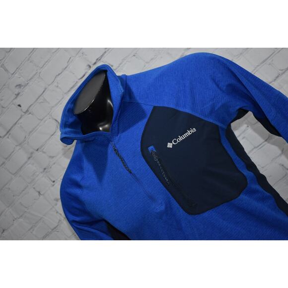 Columbia Golf Pullover Shirt Mens Size Small Blue 1/4 Zip Inside Waffle Fleece - Picture 1 of 7